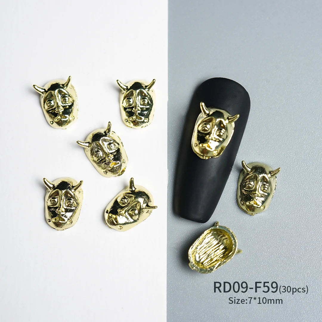 Gothic Halloween Nail Charms mit Totenkopf & Zirkonia 3D – Bild 7