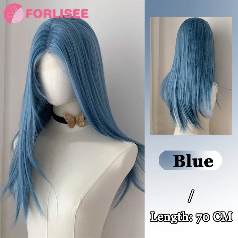 Lange Gothic Kunsthaarperücke Schwarz-Weiß mit Pony – Bild 11