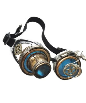 Gothic Steampunk Sonnenbrille Blau für Cosplay & Party