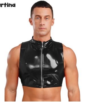Gothic Herren Weste aus PVC-Latex im Wetlook Slim Fit