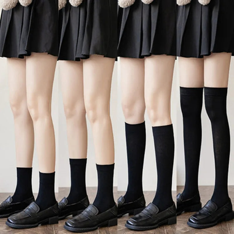 Gothic Lolita Kniestrümpfe Damen Weiß Schwarz Atmungsaktiv