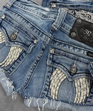 Gothic Streetwear Hose mit bestickten Flügel-Taschen