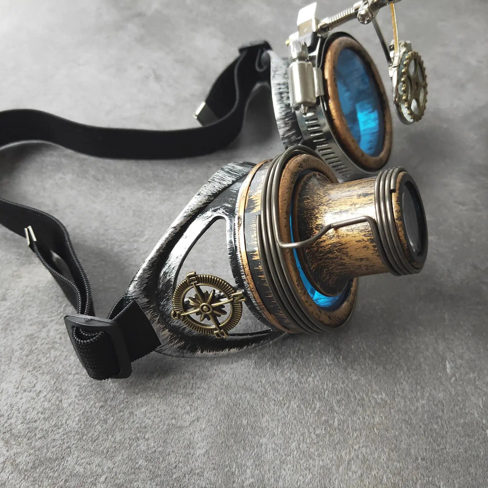 Gothic Steampunk Sonnenbrille Blau für Cosplay & Party – Bild 4