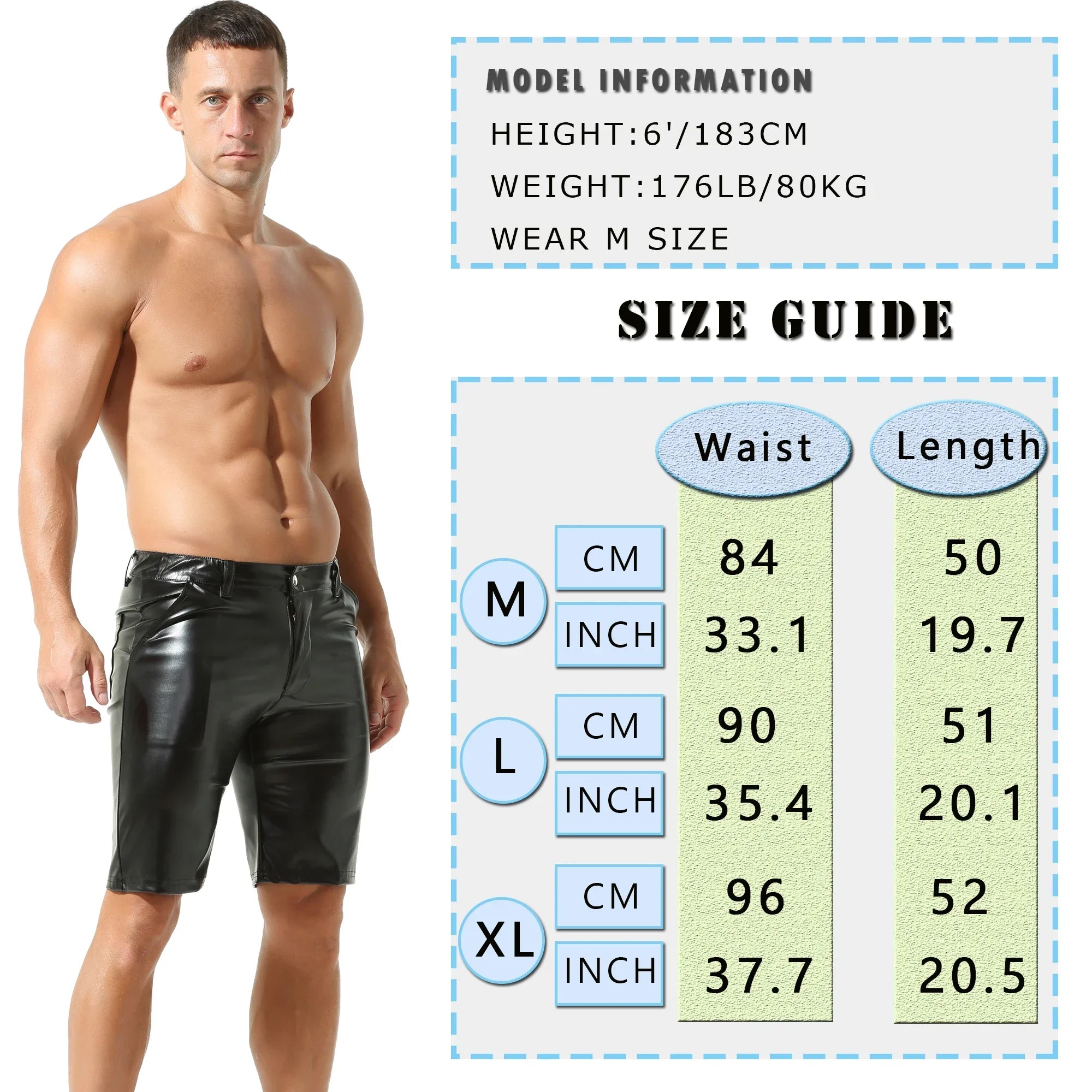 Gothic Herren Shorts aus PU-Leder – Sommer Clubwear – Bild 2