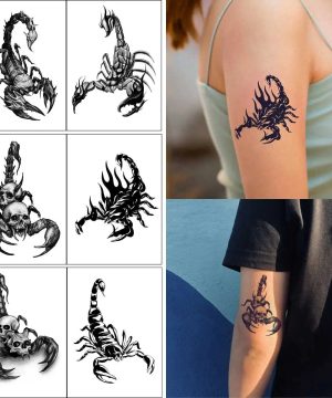 4-tlg. Gothic Scorpion Tattoo Sticker Set für Männer & Frauen