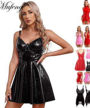 Gothic Bodycon Minikleid mit tiefem V-Ausschnitt & Rückenfrei