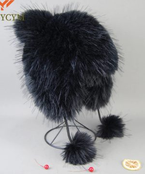 Gothic Wintermütze aus Kunstfell mit Ohrklappen Damen