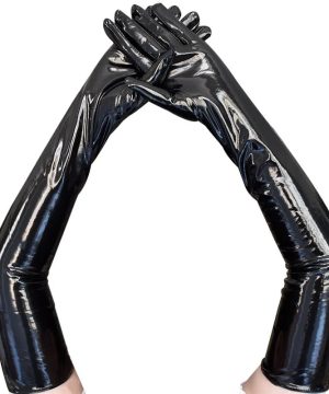 Gothic Damenhandschuhe aus Lackleder für Bühne & Party