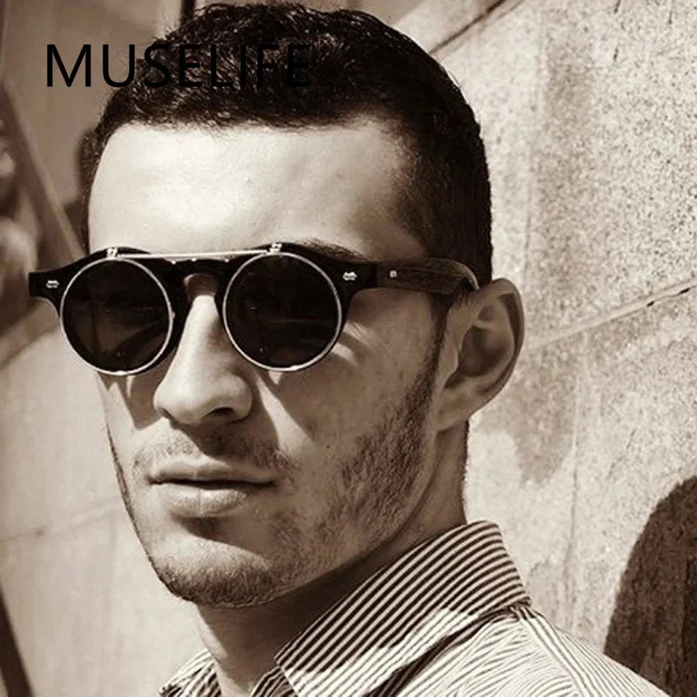 Gothic Steampunk Sonnenbrille Retro Rund Unisex Stil