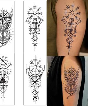 4 Stück Gothic Wikinger Tattoo Sticker Wasserdicht Retro