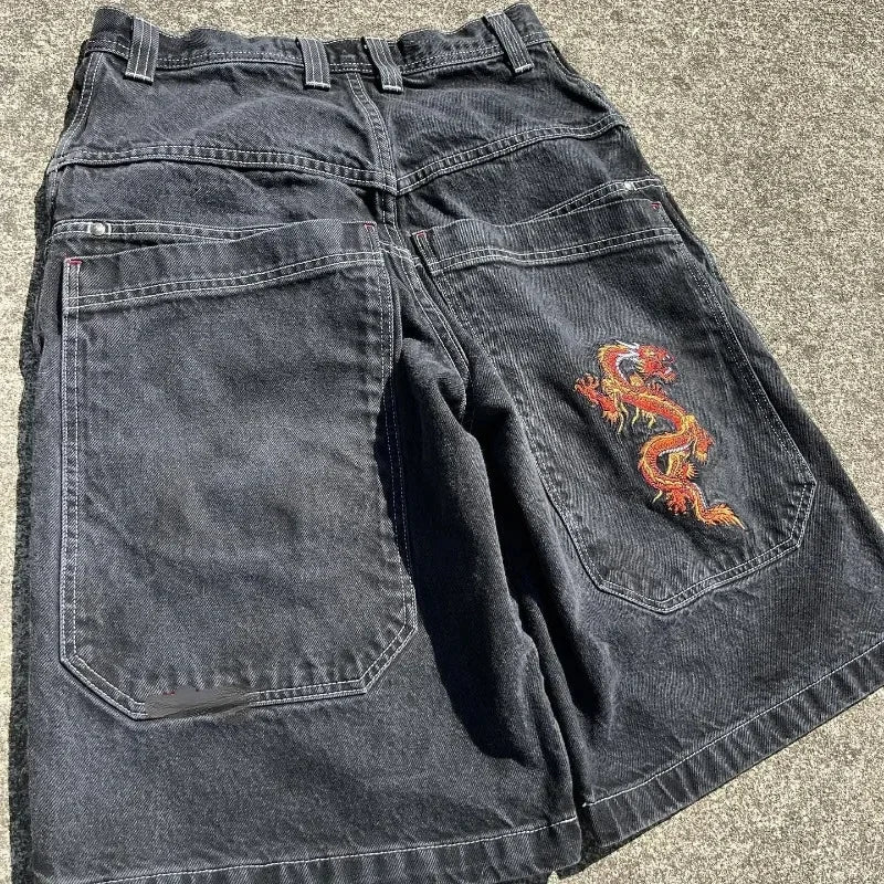 Gothic Baggy Denim Shorts im Y2K Streetwear Stil – Bild 3