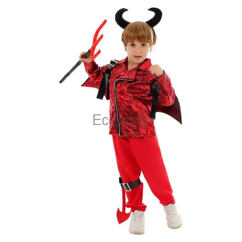 Kinderkostüm Gothic Teufel Vampir Halloween Outfit – Bild 2