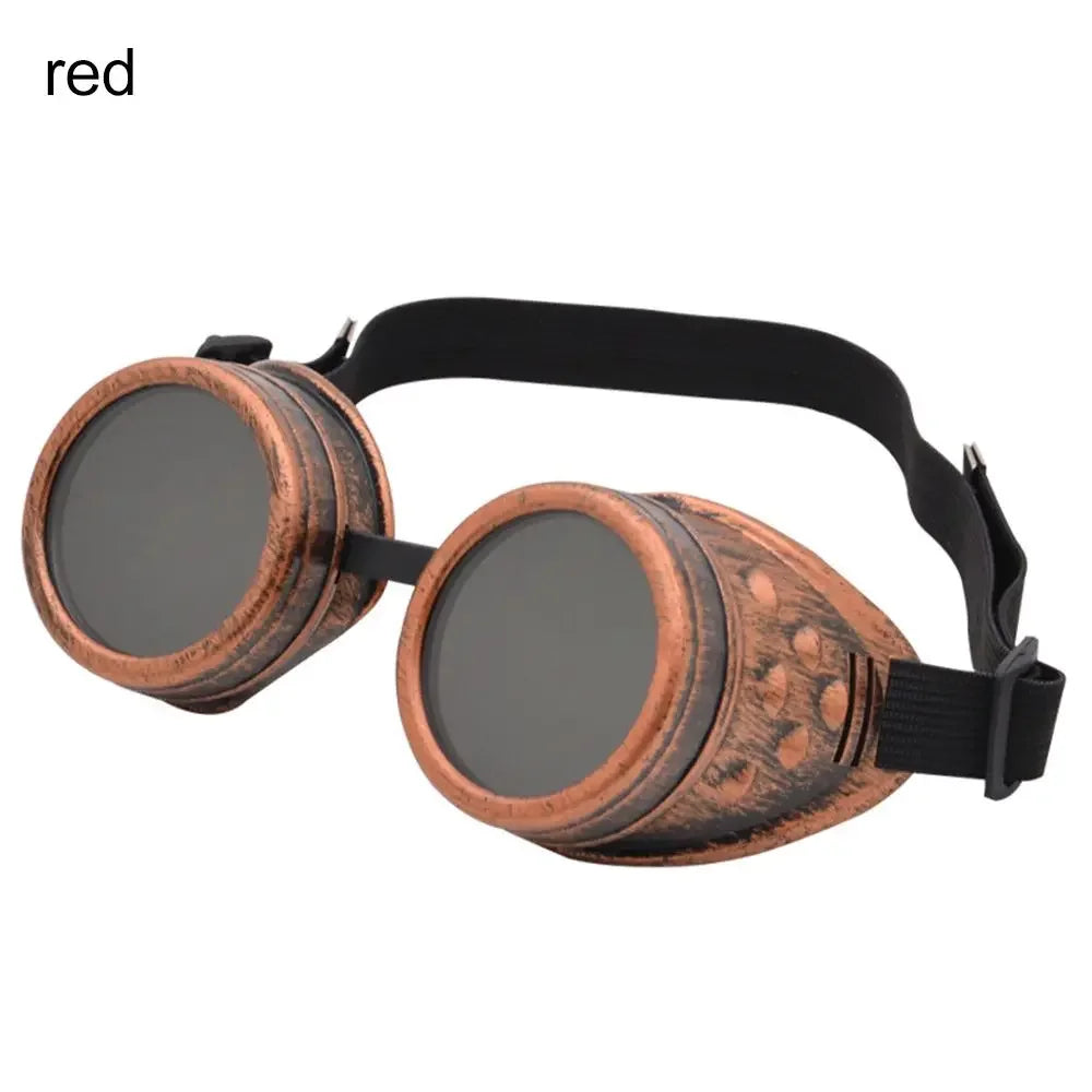 Occhiali Da Sole Steampunk Cyber: Montatura Nero E Oro Con Lenti Blu, Modello Oversize
