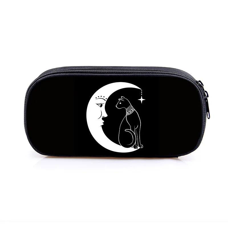 Gothic Federmäppchen mit Hexe, Mond & Katze Design – Bild 23