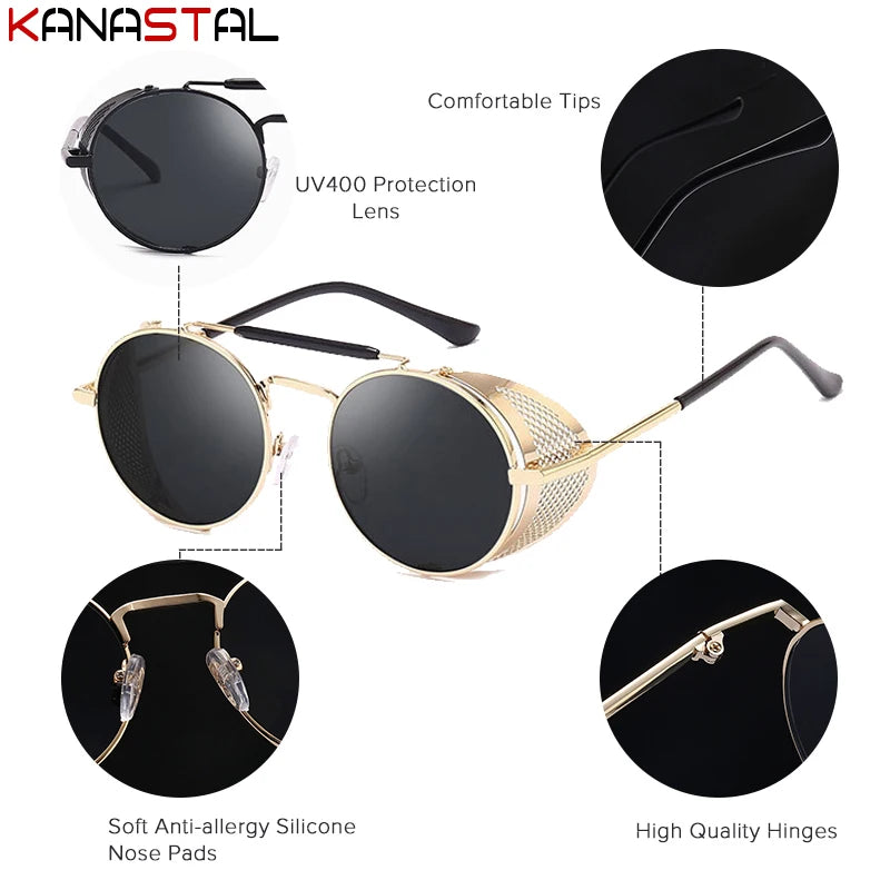 Gothic Steampunk Sonnenbrille mit UV-Schutz für Herren – Bild 3
