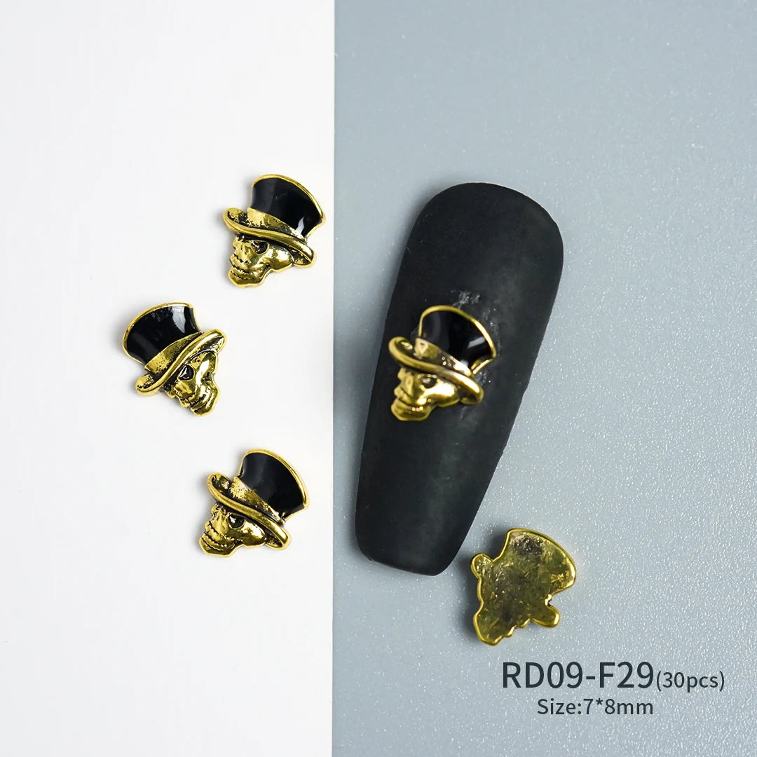 Gothic Halloween Nail Charms mit Totenkopf & Zirkonia 3D – Bild 16