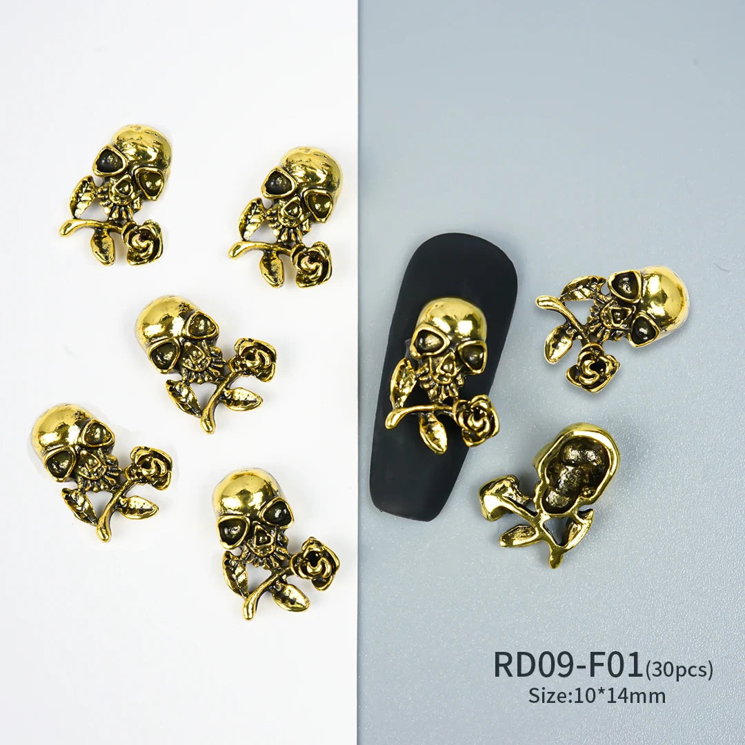 Gothic Halloween Nail Charms mit Totenkopf & Zirkonia 3D – Bild 59