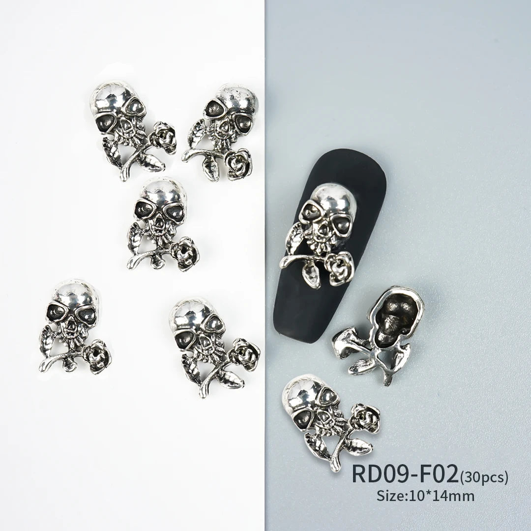 Gothic Halloween Nail Charms mit Totenkopf & Zirkonia 3D – Bild 37