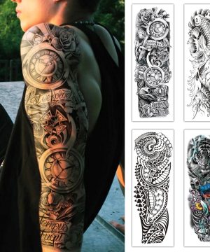 Wasserdichtes Gothic Tattoo: Rose, Tiger & Karpfen Sleeve