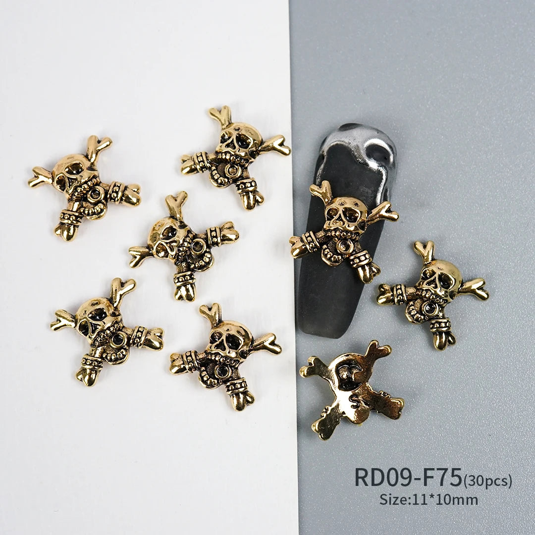 Gothic Halloween Nail Charms mit Totenkopf & Zirkonia 3D – Bild 53