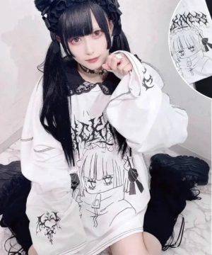 Gothic Oversize Harajuku T-Shirt mit langen Ärmeln