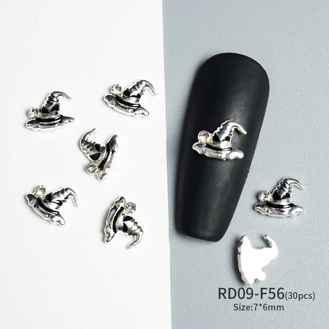 Gothic Halloween Nail Charms mit Totenkopf & Zirkonia 3D – Bild 24