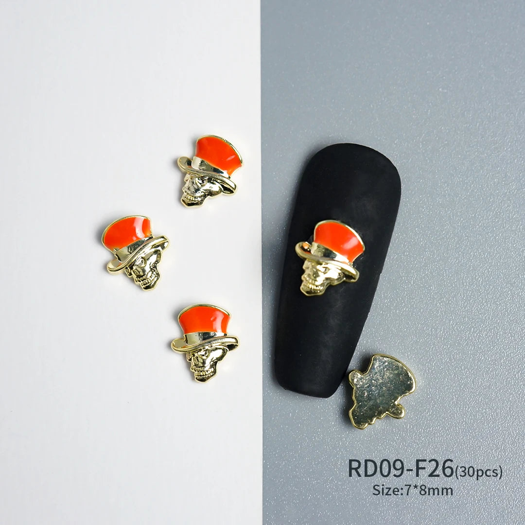 Gothic Halloween Nail Charms mit Totenkopf & Zirkonia 3D – Bild 28