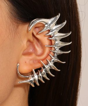 Gothic Punk Ohrclip mit Dorn-Design für Halloween Damen