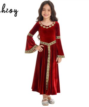 Mädchen Gothic Mittelalter Kleid mit langen Ärmeln Kostüm