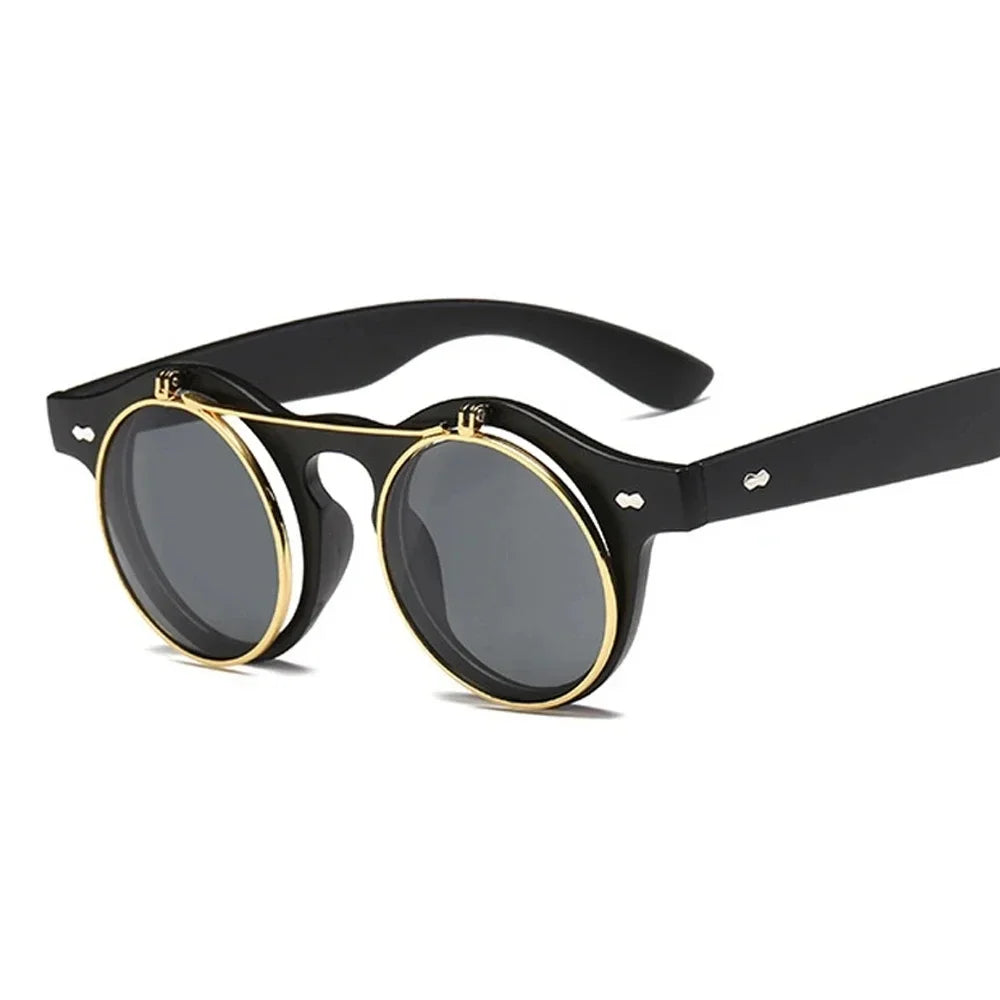 Gothic Steampunk Sonnenbrille Retro Rund Unisex Stil – Bild 12