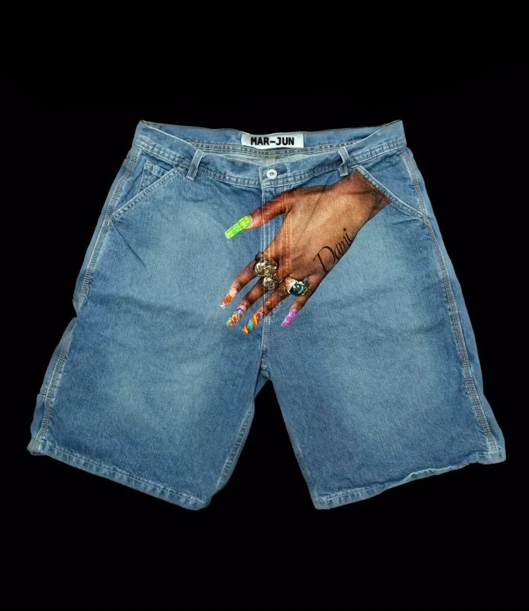Gothic Y2K Baggy Denim Shorts im Vintage Streetwear Stil – Bild 5