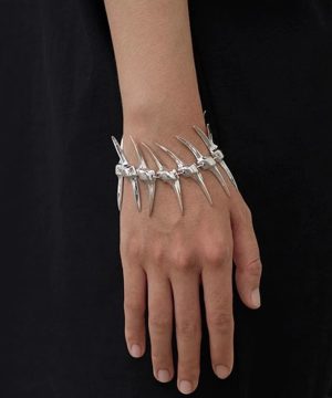 Gothic Silber Fischgräten Armband Unisex Cyberpunk Stil