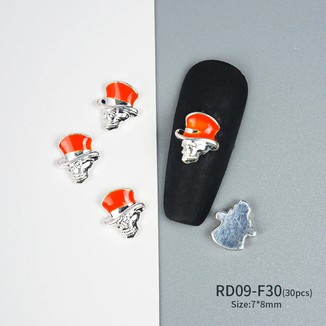 Gothic Halloween Nail Charms mit Totenkopf & Zirkonia 3D – Bild 48