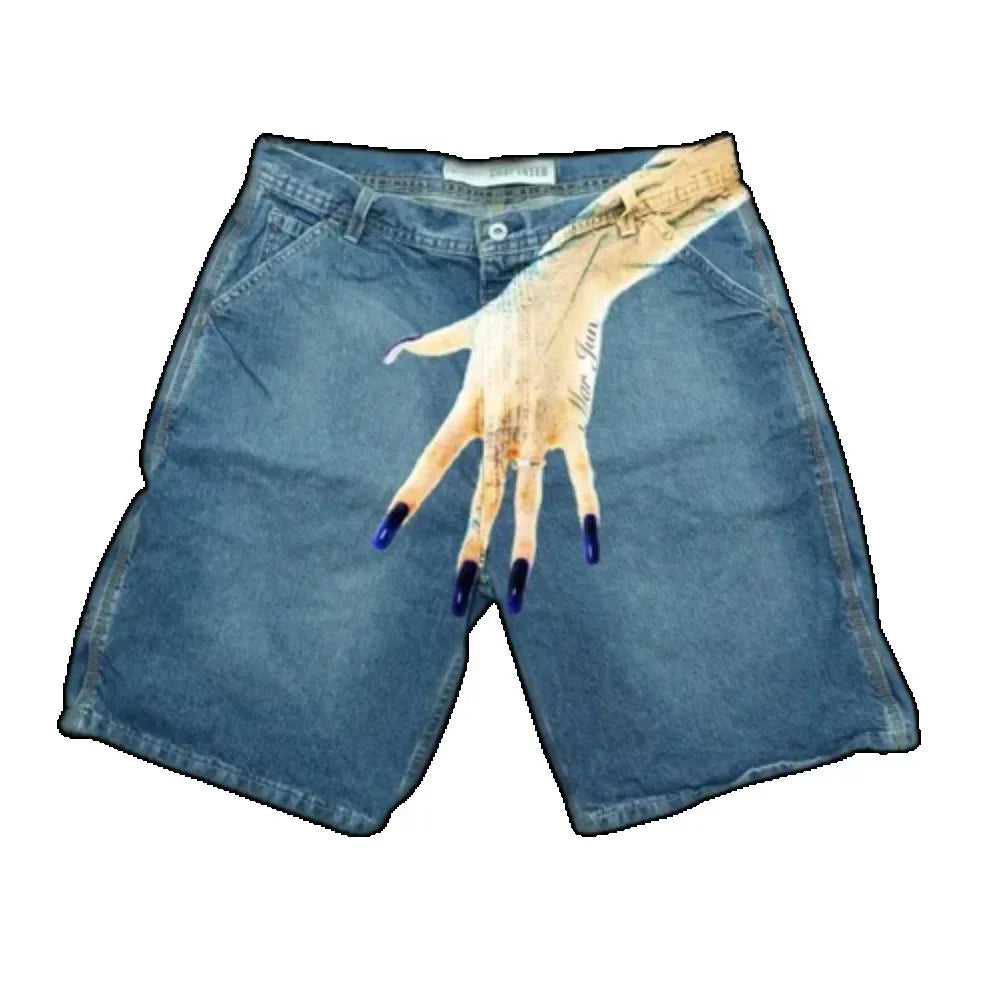 Gothic Y2K Baggy Denim Shorts im Vintage Streetwear Stil – Bild 3