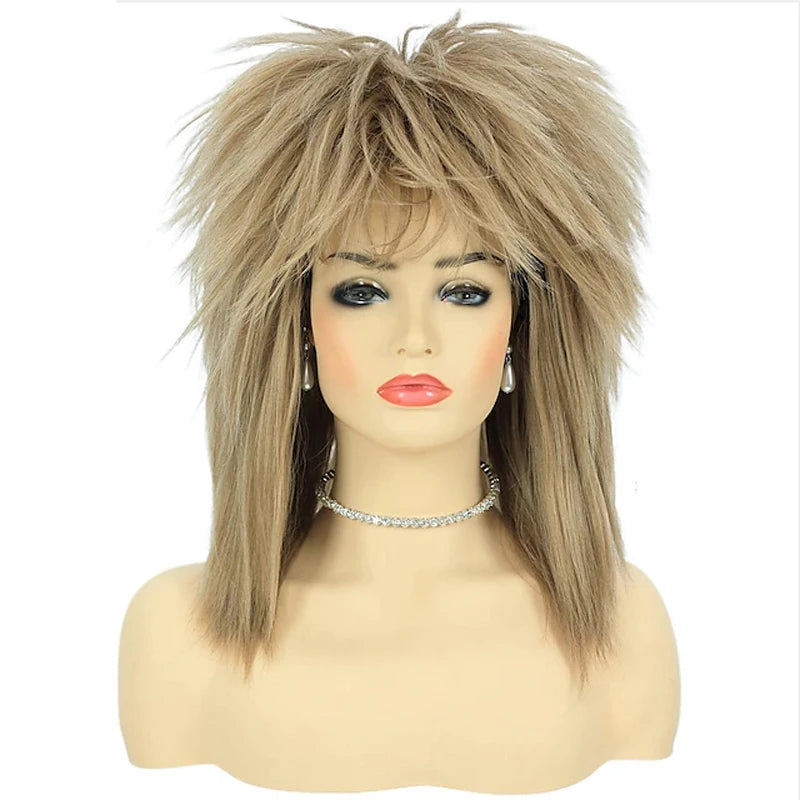 Gothic 80s Tina Diva Perücke – Blonde Rock Mullet Wig