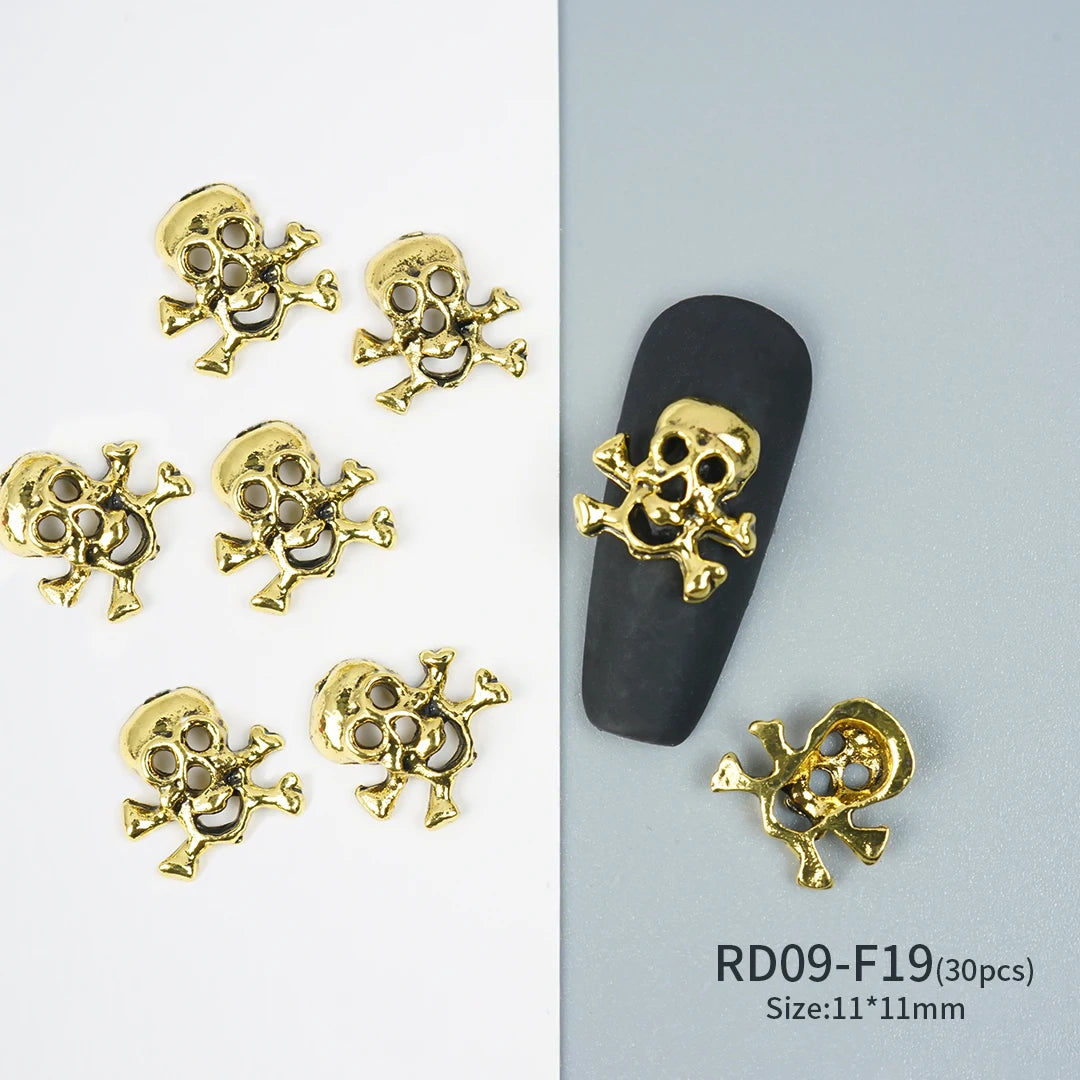 Gothic Halloween Nail Charms mit Totenkopf & Zirkonia 3D – Bild 39