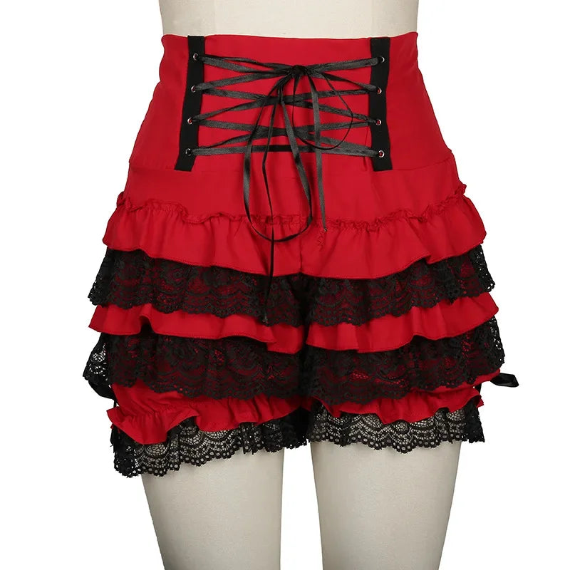 Gothic Steampunk Bloomers für Damen, Größe 3XL, Rot/Schwarz – Bild 8