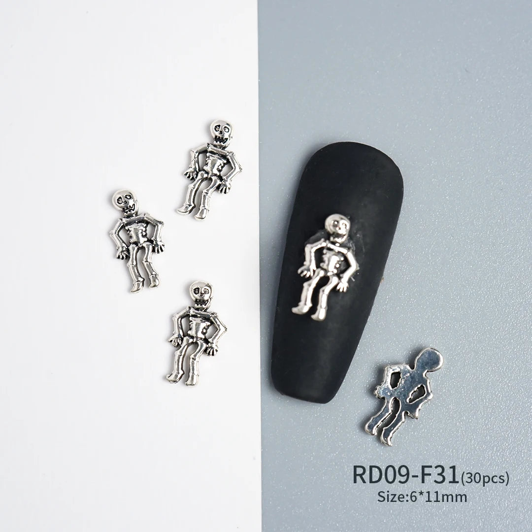 Gothic Halloween Nail Charms mit Totenkopf & Zirkonia 3D – Bild 32