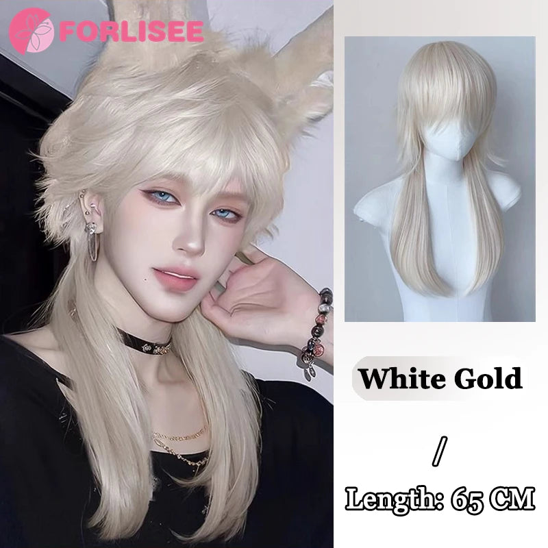 Lange Gothic Kunsthaarperücke Schwarz-Weiß mit Pony – Bild 9