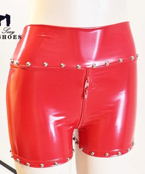 Gothic Damen Hotpants mit Nieten und Doppelreißverschluss