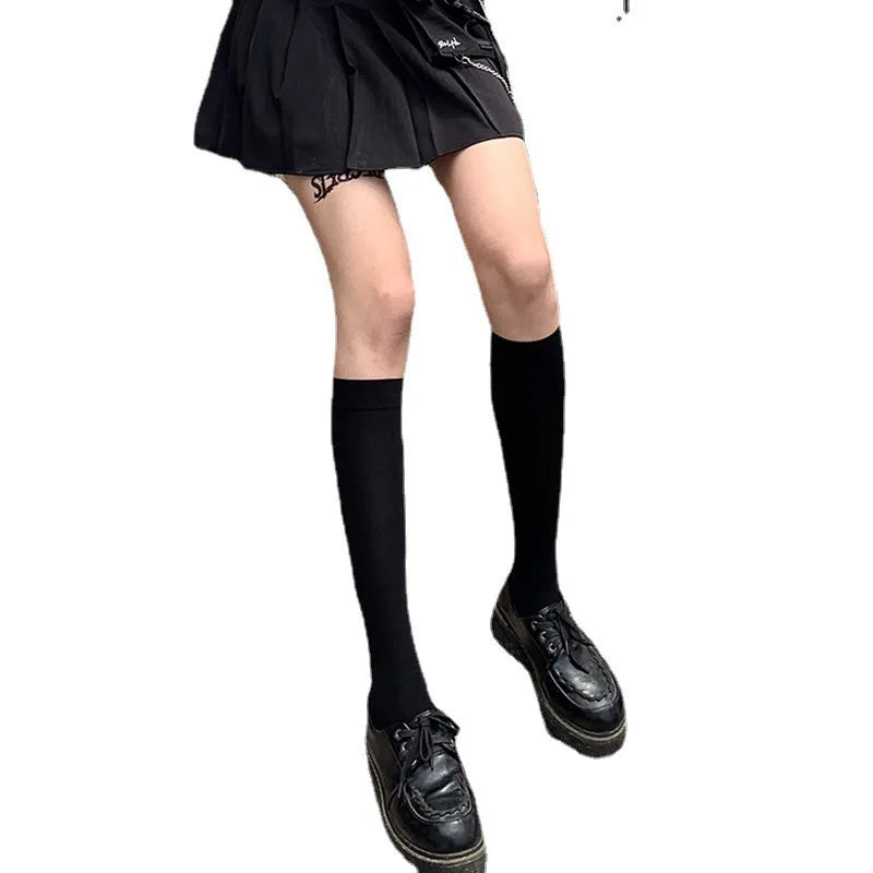 Gothic Lolita Kniestrümpfe Damen Weiß Schwarz Atmungsaktiv – Bild 3
