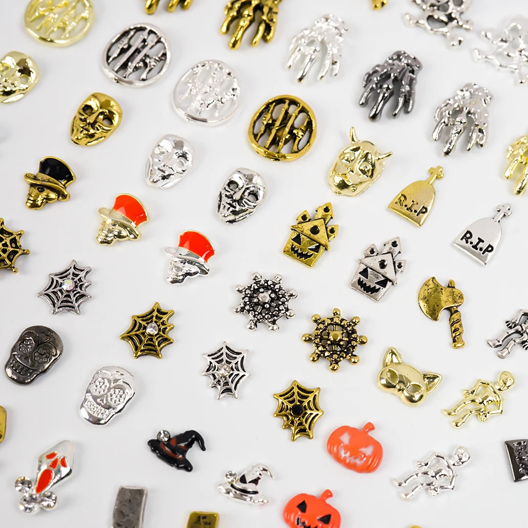 Gothic Halloween Nail Charms mit Totenkopf & Zirkonia 3D – Bild 2