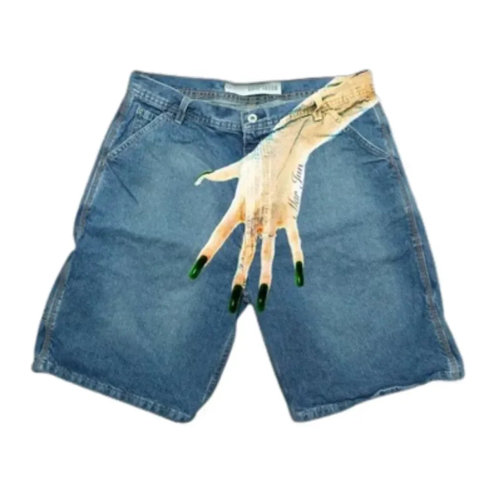 Gothic Y2K Baggy Denim Shorts im Vintage Streetwear Stil – Bild 2