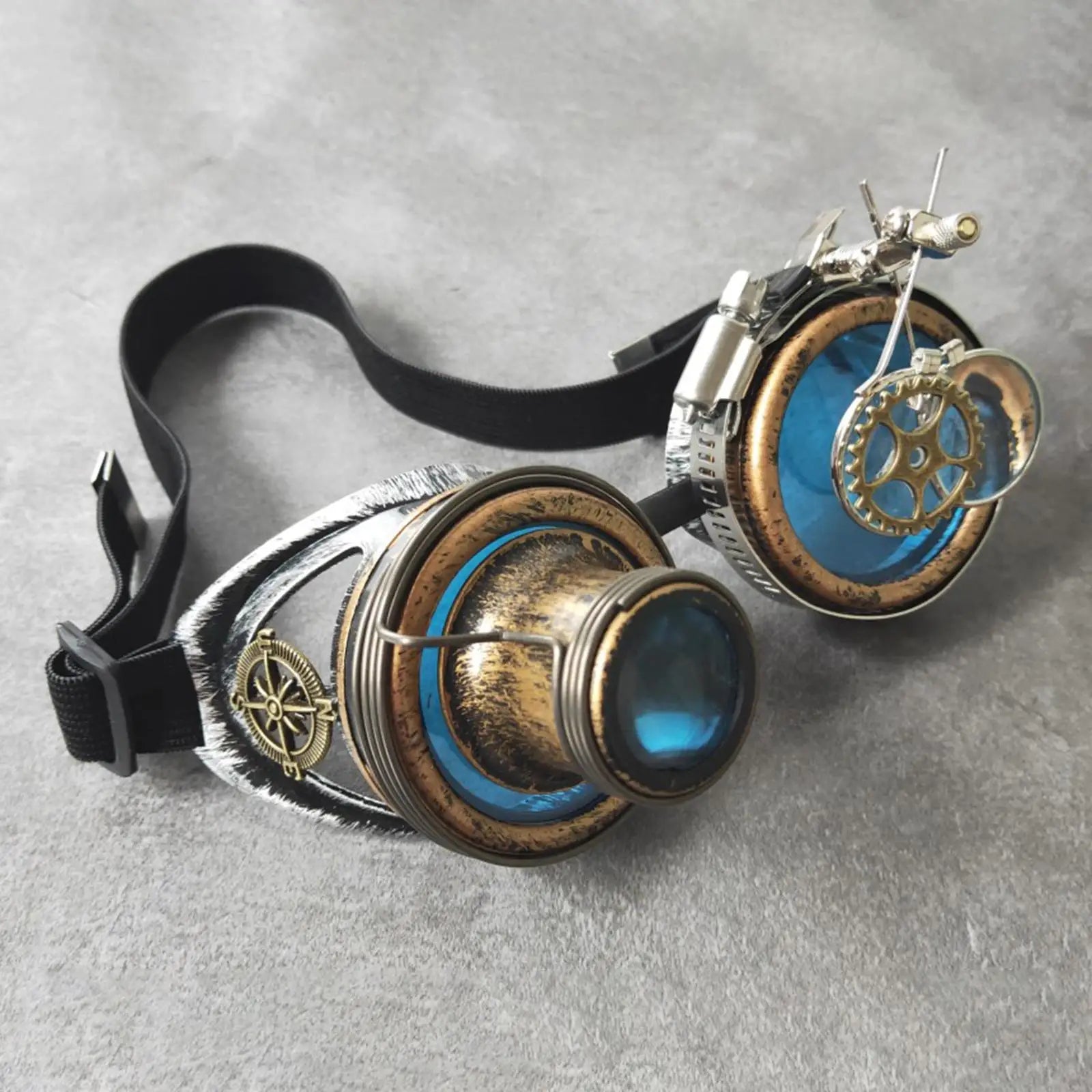 Gothic Steampunk Sonnenbrille Blau für Cosplay & Party – Bild 5