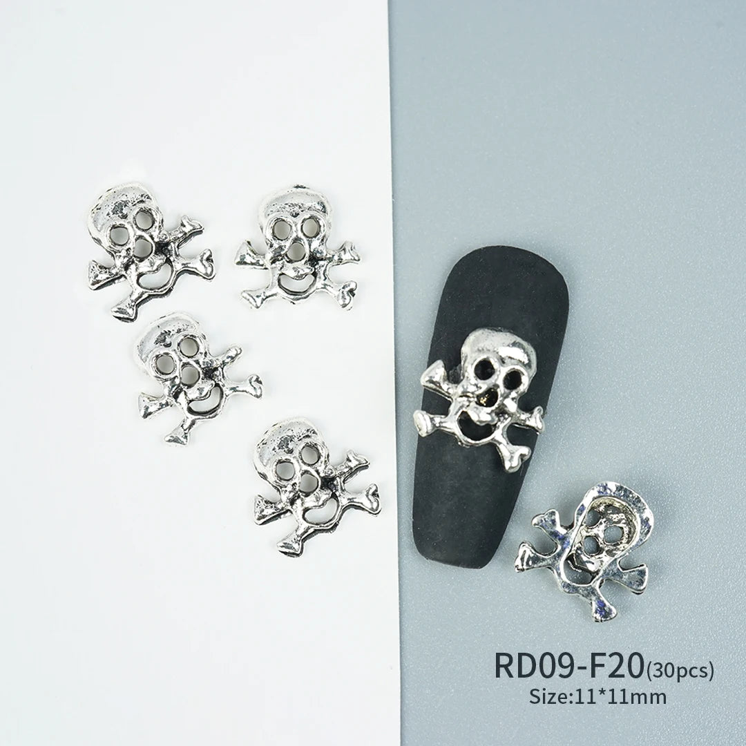Gothic Halloween Nail Charms mit Totenkopf & Zirkonia 3D – Bild 45