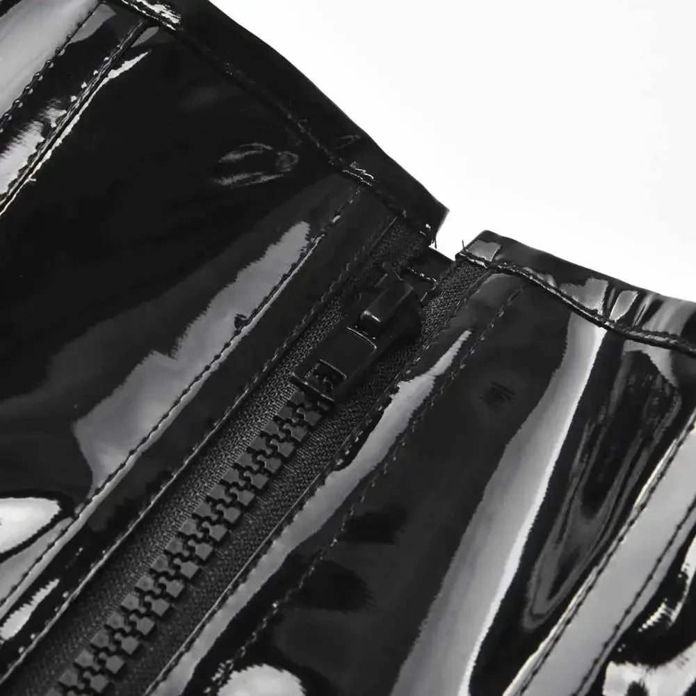 Gothic Korsett aus schwarzem glänzendem PVC mit Reißverschluss – Bild 5