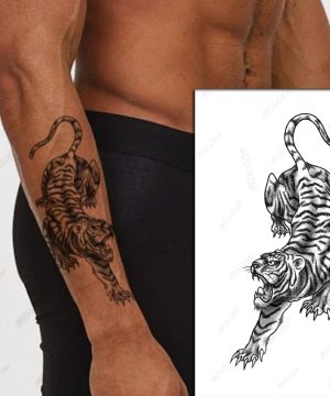 Wasserdichtes Gothic Tattoo – Schwarzer Tiger Totem Design