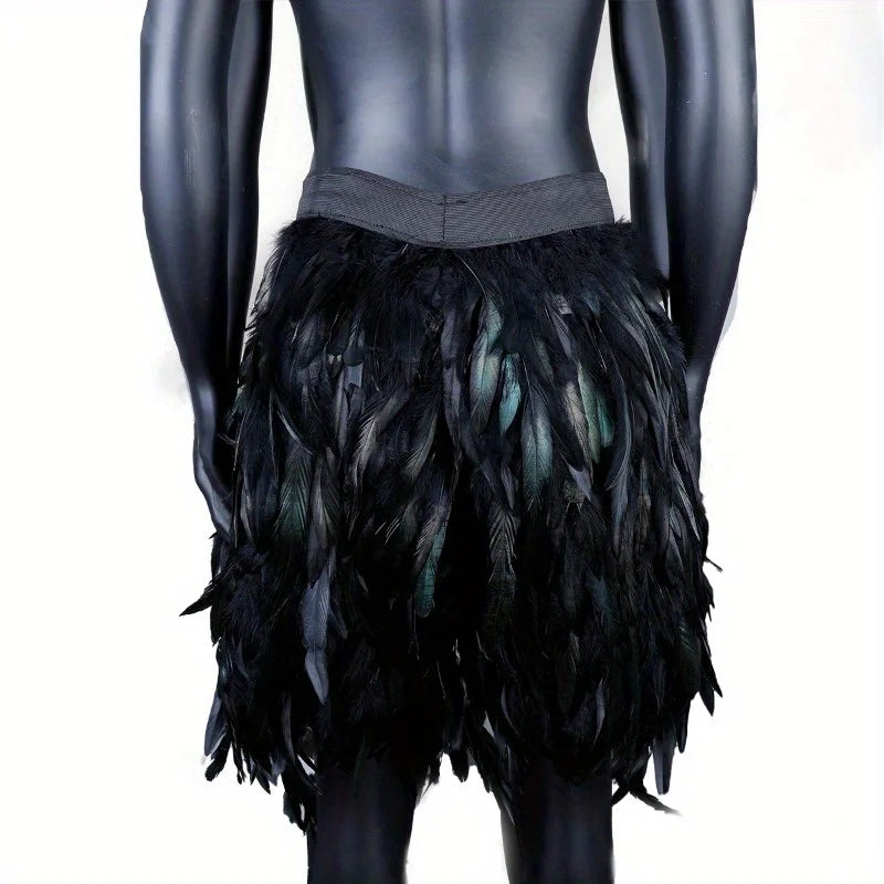 Gothic Herren-Shorts mit Federn – Ideal für Halloween – Bild 6
