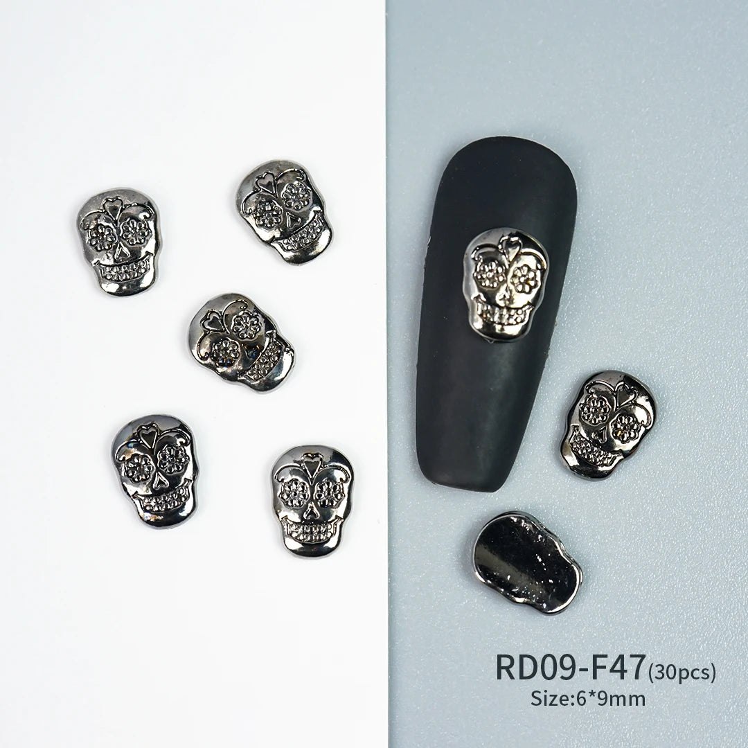 Gothic Halloween Nail Charms mit Totenkopf & Zirkonia 3D – Bild 29