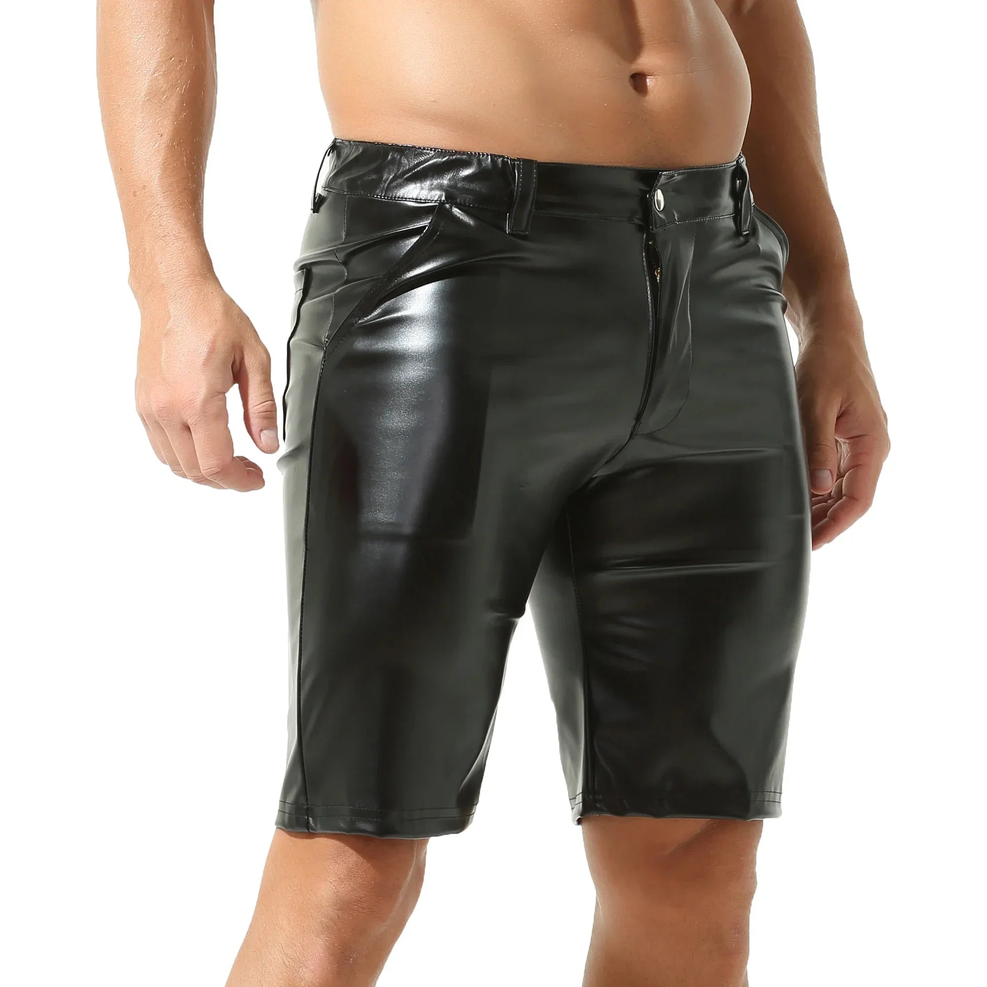 Gothic Herren Shorts aus PU-Leder – Sommer Clubwear